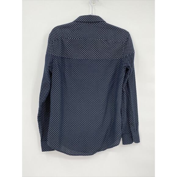 Original Penguin Mens Collared Long Sleeve Button Down AOP Shirt Blue Size S - Picture 8 of 10